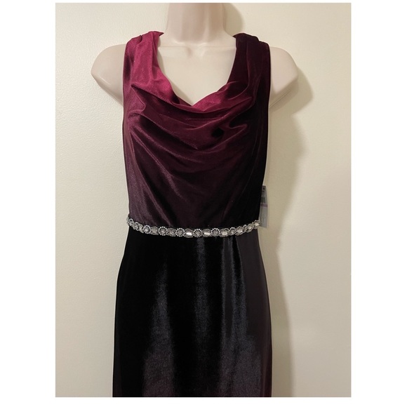 Ignite Velvet Ombre A Line Cowlneck Dress with Beading. Size 6. NWT - Picture 8 of 15